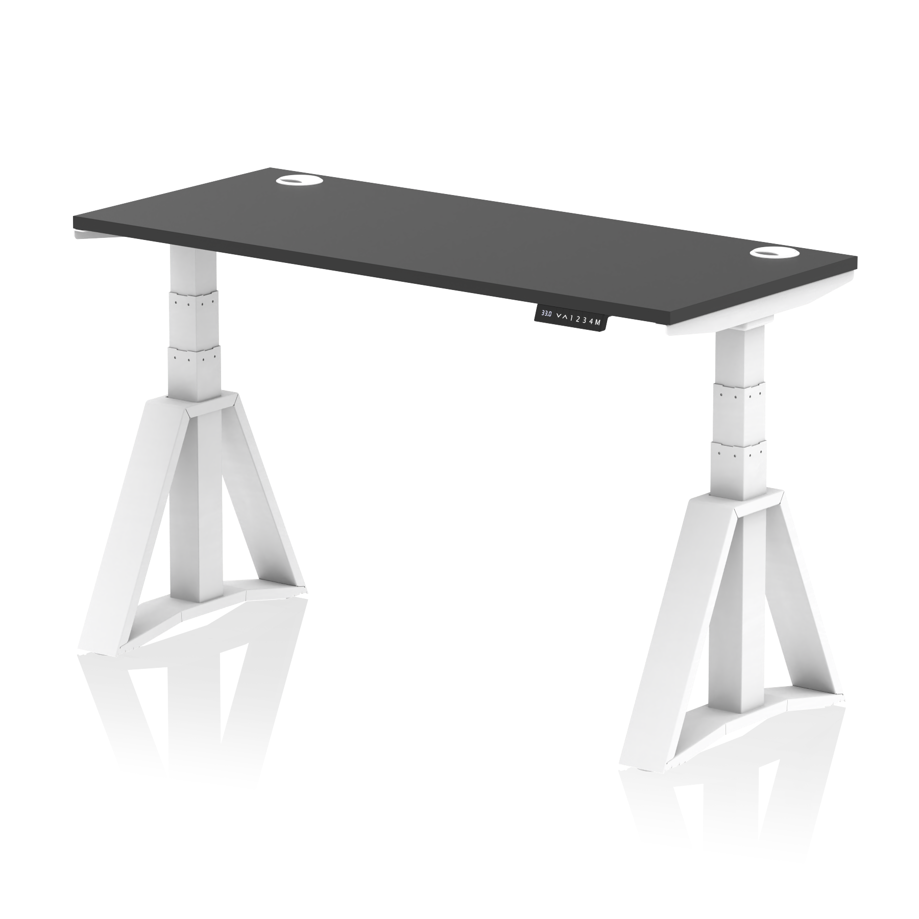 Air Height Adjustable Slimline Desk With Cable Ports With Piste Foot