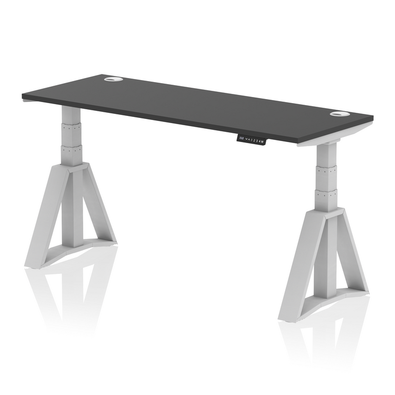 Air Height Adjustable Slimline Desk With Cable Ports With Piste Foot