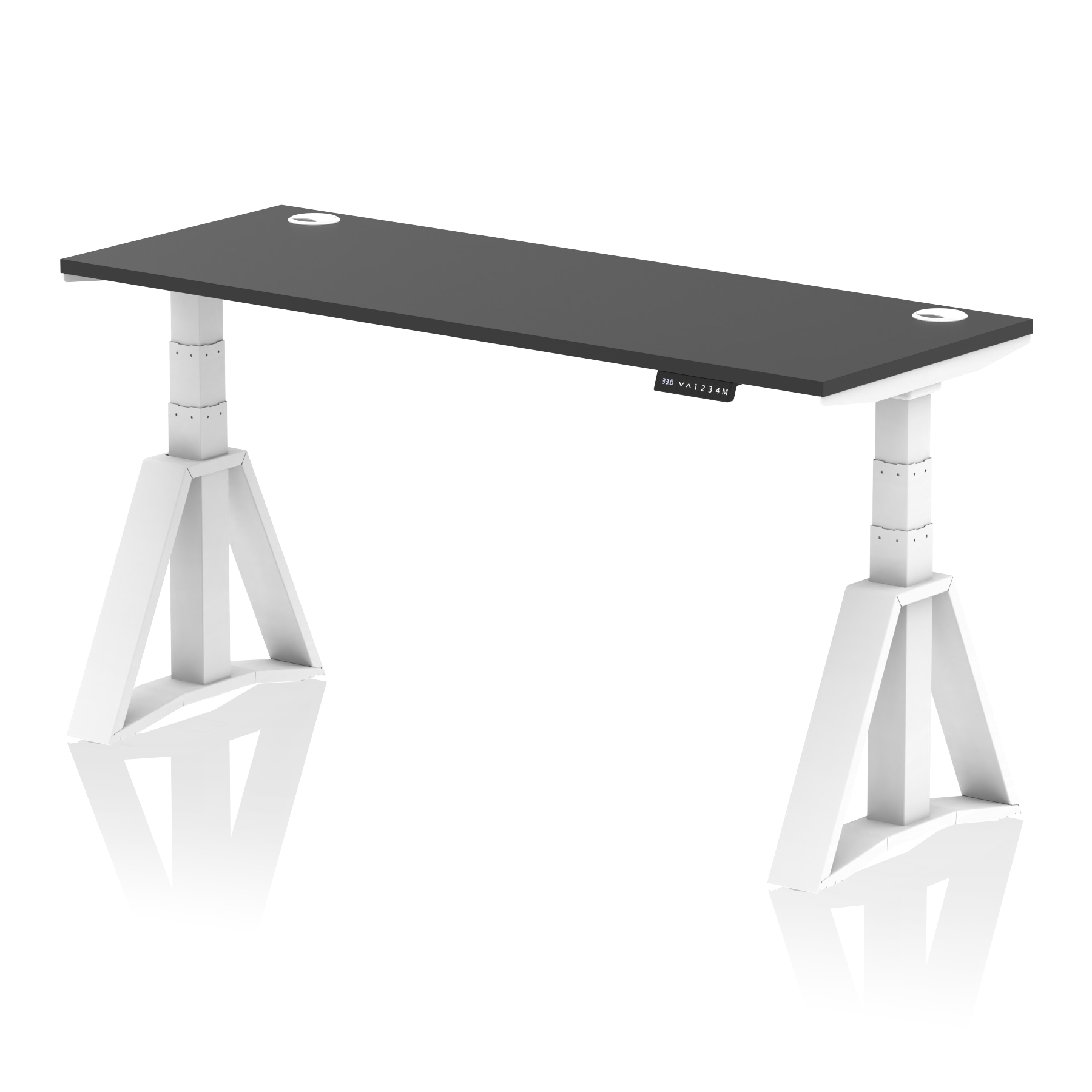 Air Height Adjustable Slimline Desk With Cable Ports With Piste Foot