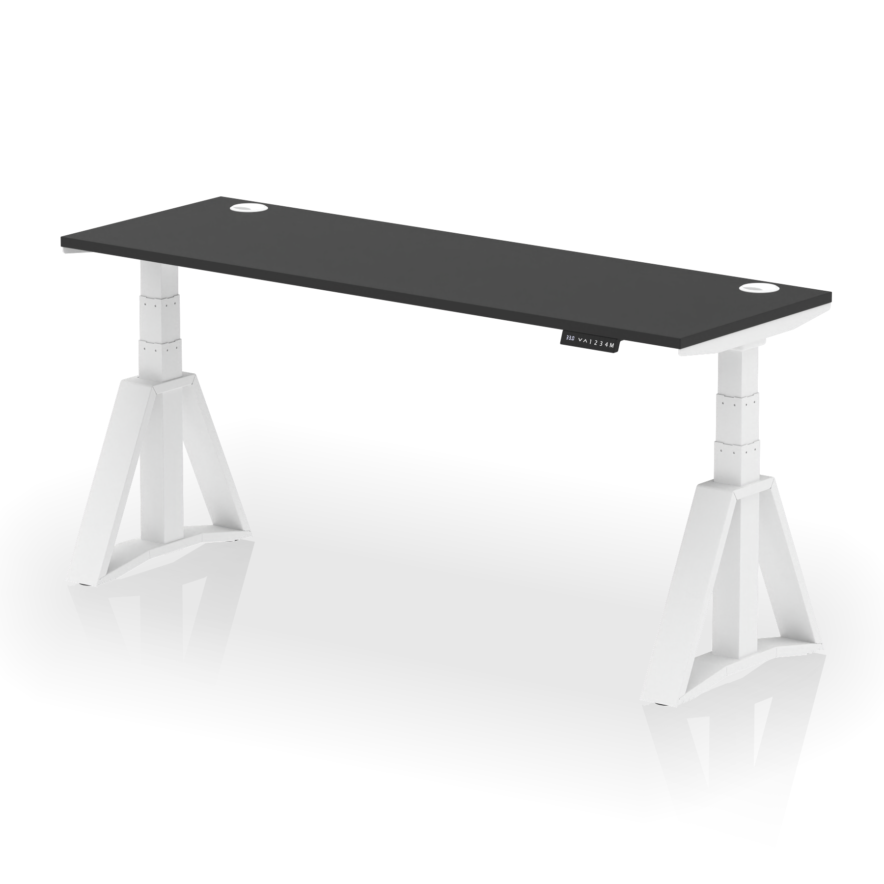 Air Height Adjustable Slimline Desk With Cable Ports With Piste Foot