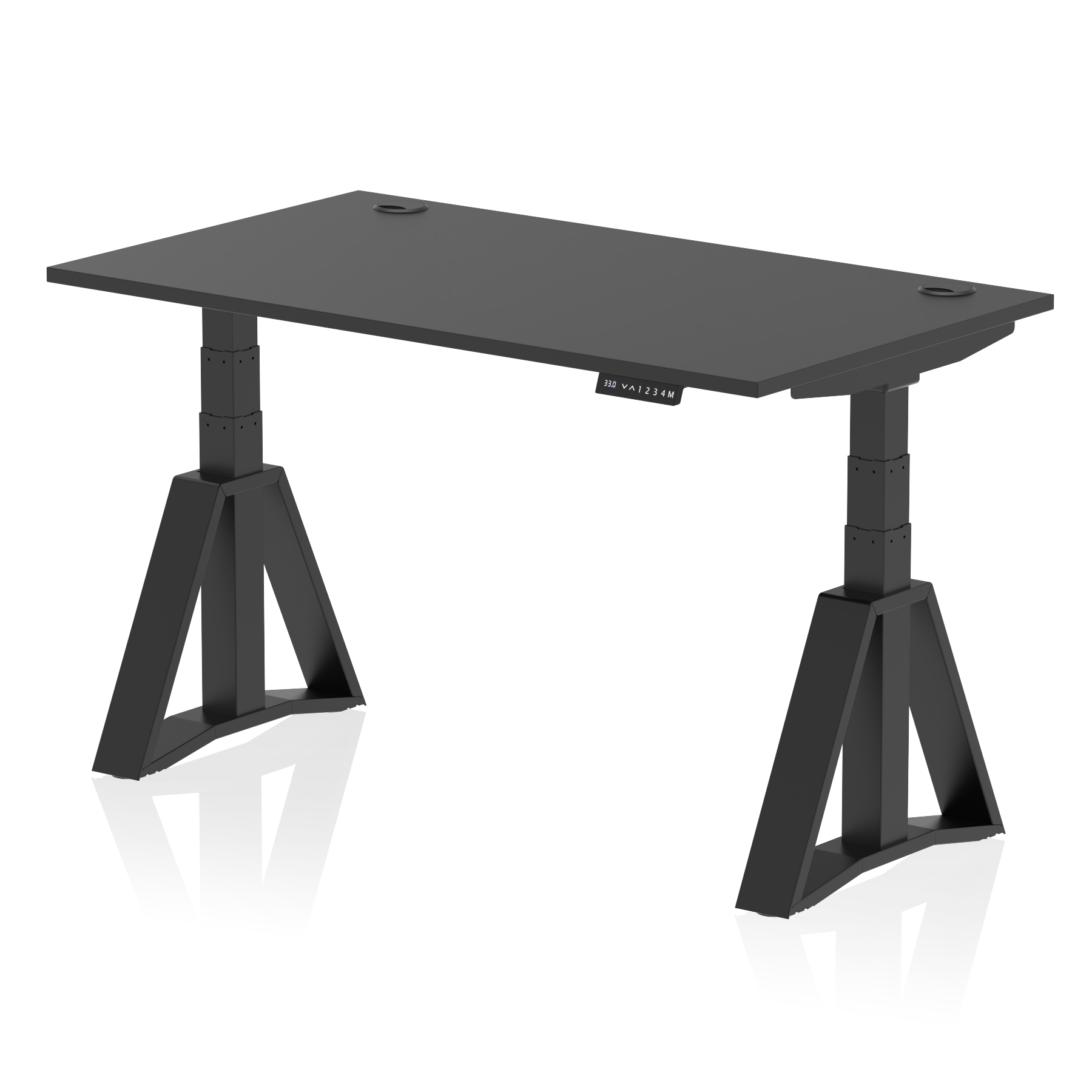 Air Height Adjustable Desk With Cable Ports With Piste Foot