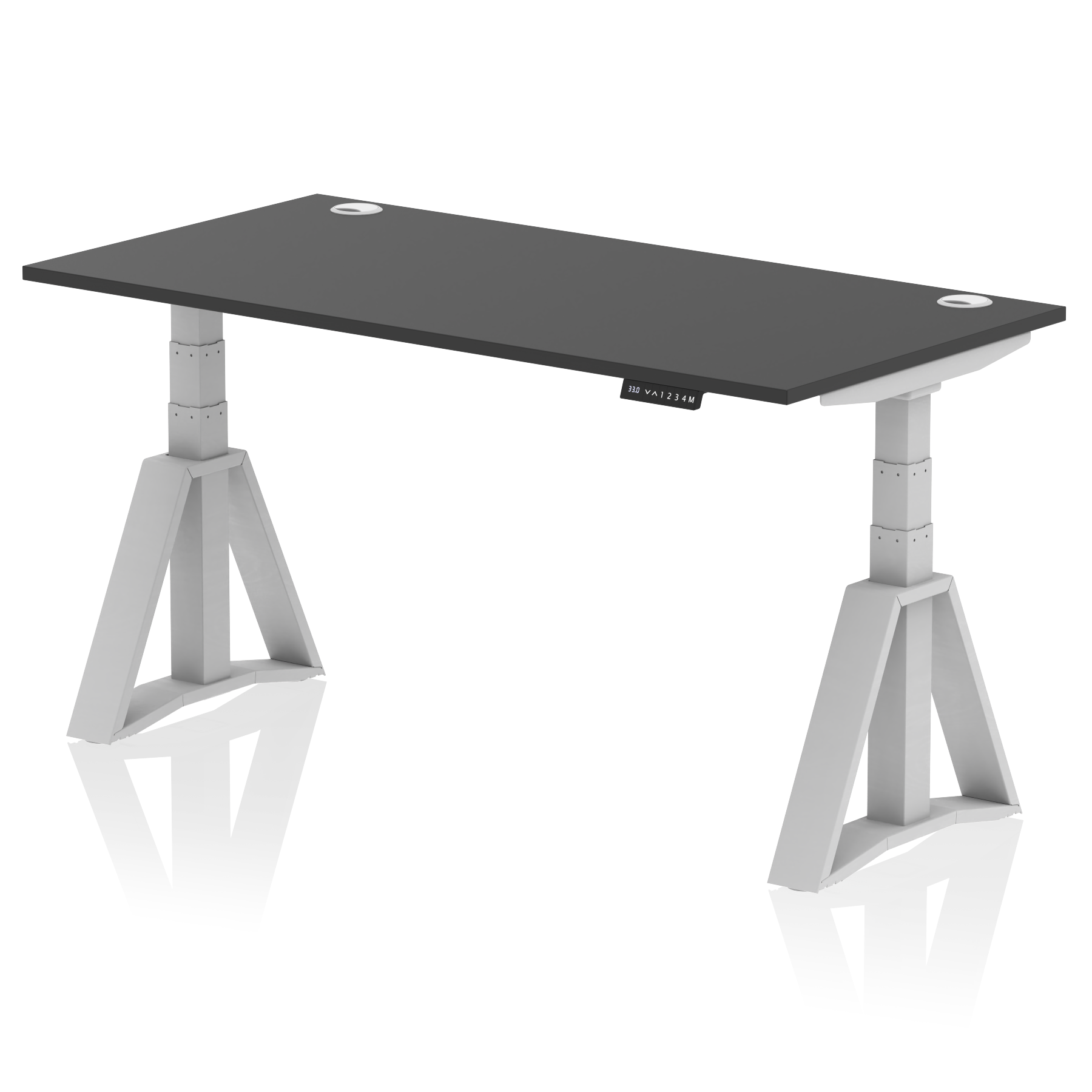 Air Height Adjustable Desk With Cable Ports With Piste Foot