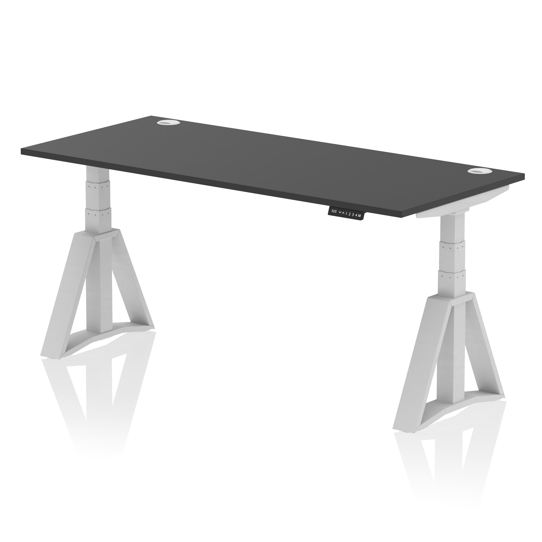 Air Height Adjustable Desk With Cable Ports With Piste Foot