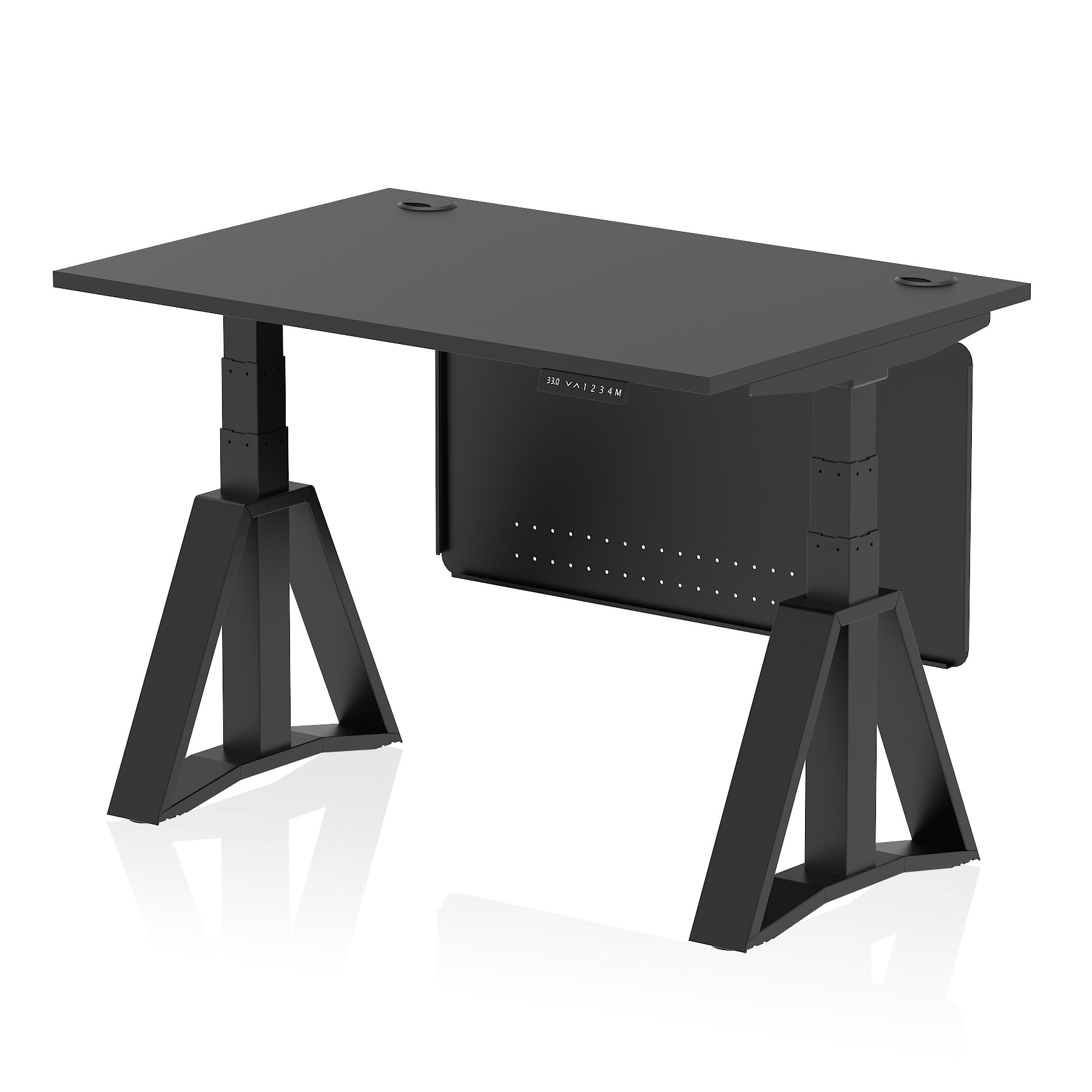 Air Height Adjustable Desk With Cable Ports With Steel Modesty Panel With Piste Foot