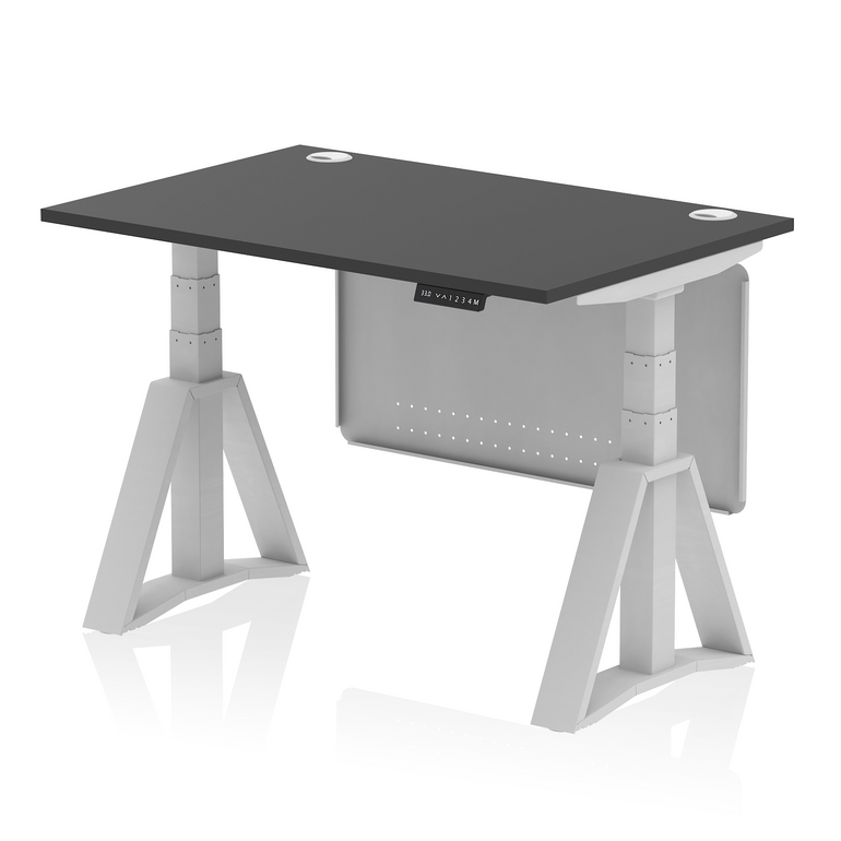 Air Height Adjustable Desk With Cable Ports With Steel Modesty Panel With Piste Foot