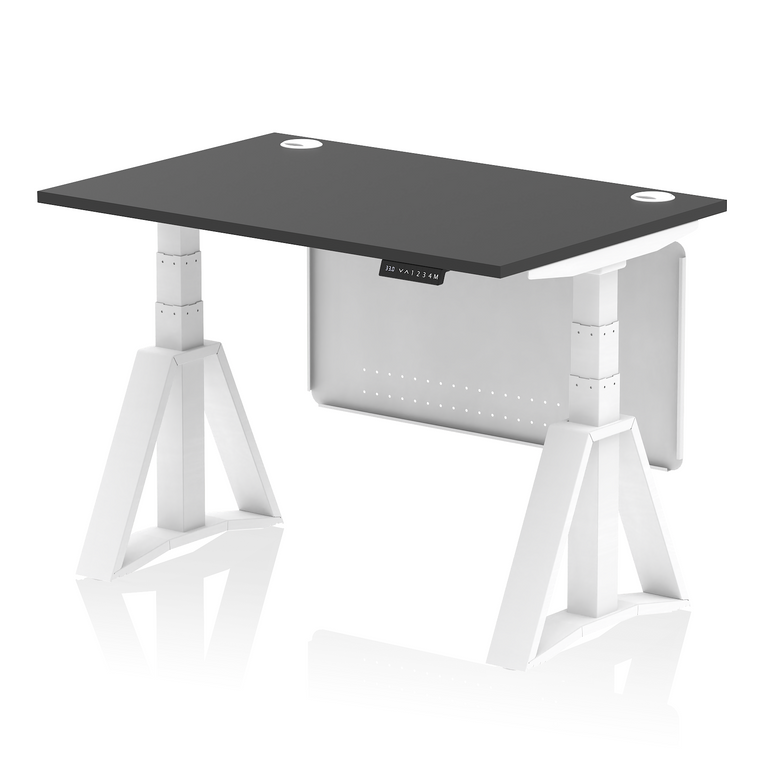 Air Height Adjustable Desk With Cable Ports With Steel Modesty Panel With Piste Foot