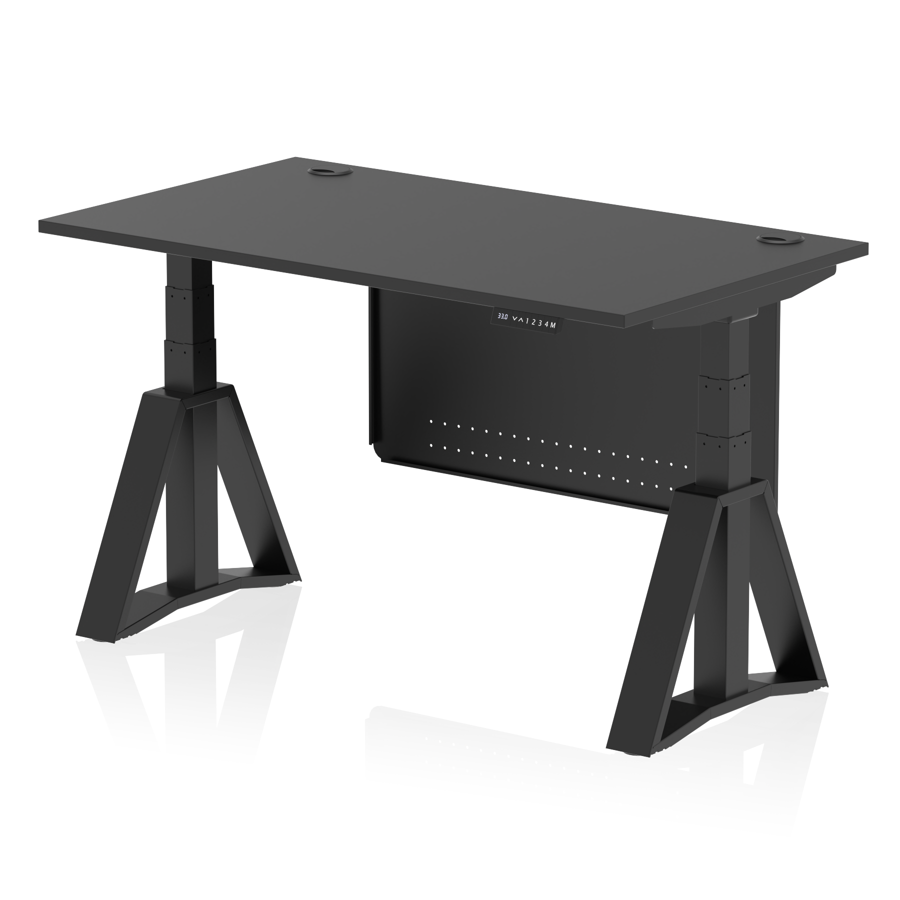 Air Height Adjustable Desk With Cable Ports With Steel Modesty Panel With Piste Foot