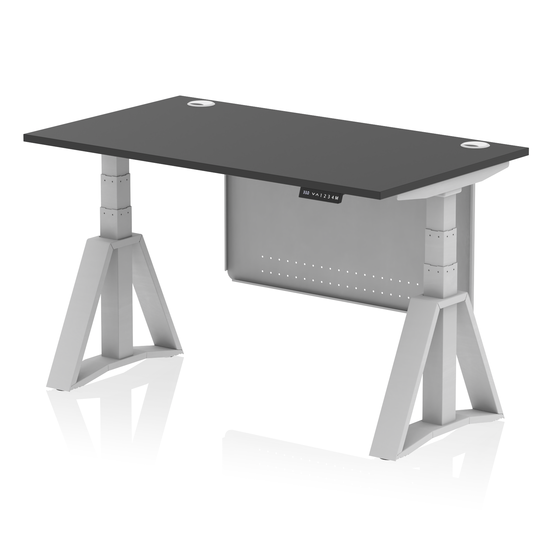 Air Height Adjustable Desk With Cable Ports With Steel Modesty Panel With Piste Foot