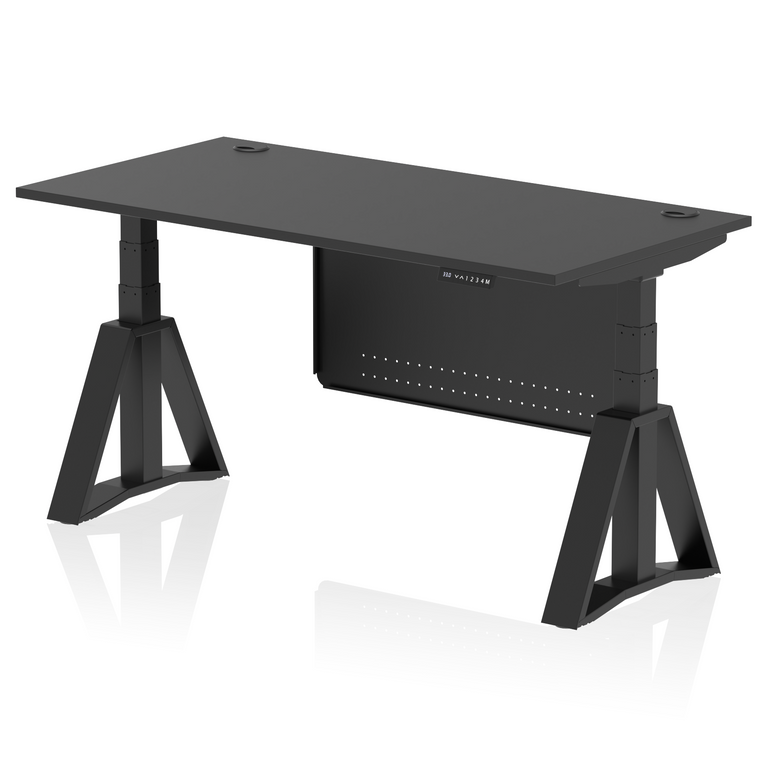 Air Height Adjustable Desk With Cable Ports With Steel Modesty Panel With Piste Foot