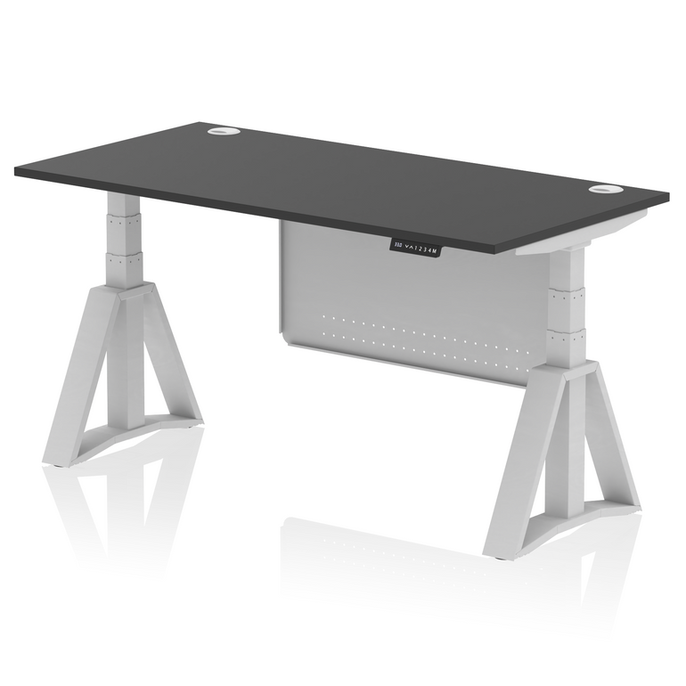 Air Height Adjustable Desk With Cable Ports With Steel Modesty Panel With Piste Foot