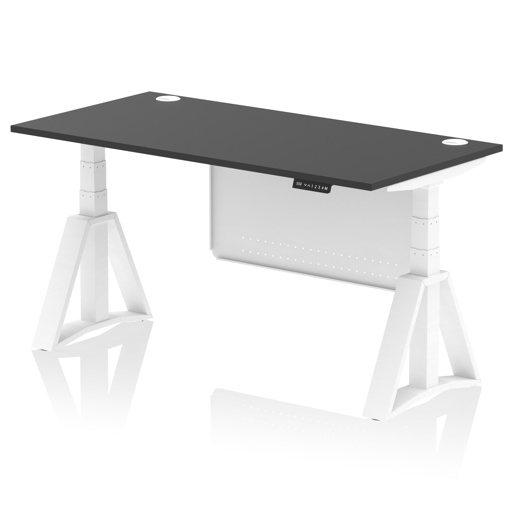 Air Height Adjustable Desk With Cable Ports With Steel Modesty Panel With Piste Foot