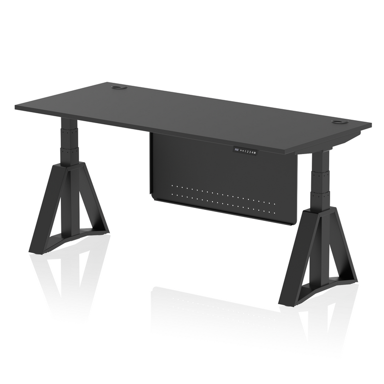 Air Height Adjustable Desk With Cable Ports With Steel Modesty Panel With Piste Foot