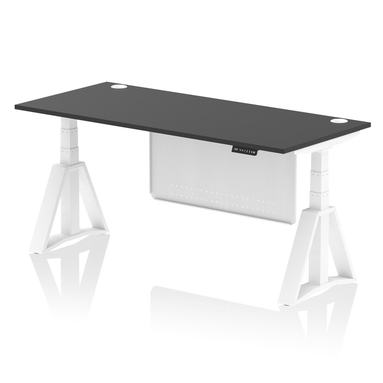 Air Height Adjustable Desk With Cable Ports With Steel Modesty Panel With Piste Foot