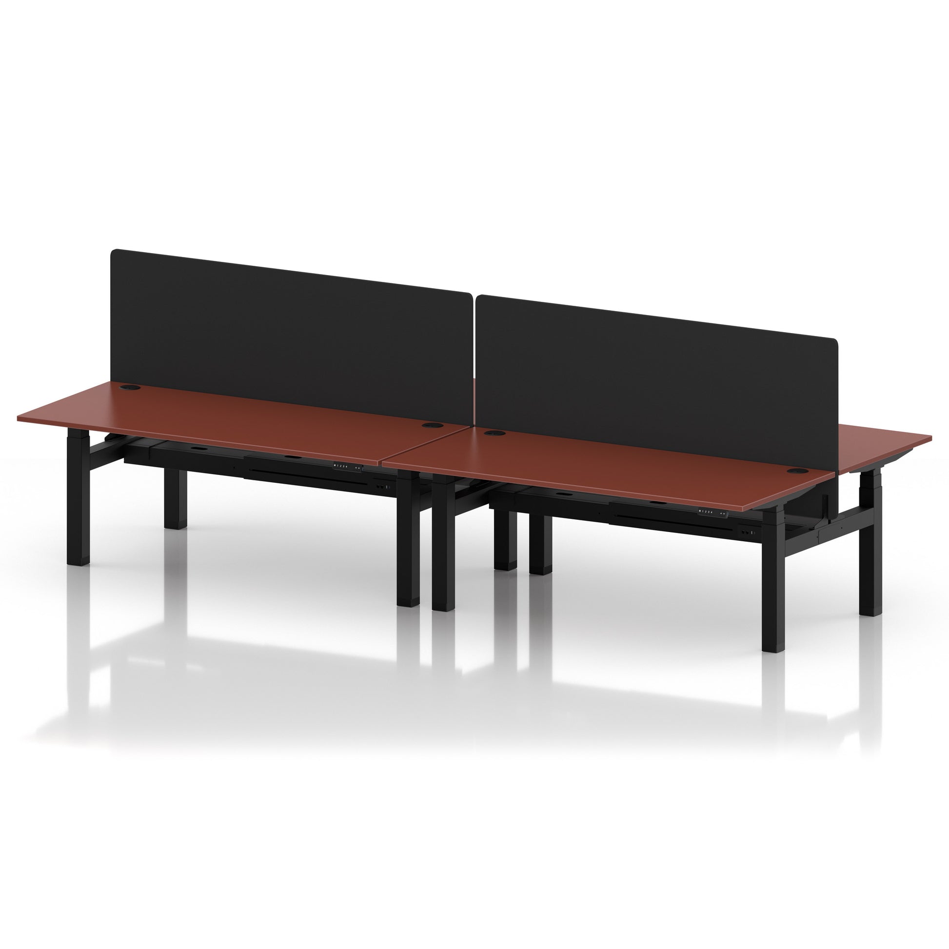 Air Back-to-Back Height Adjustable Bench Desk - 4 Person with Black Straight Screen