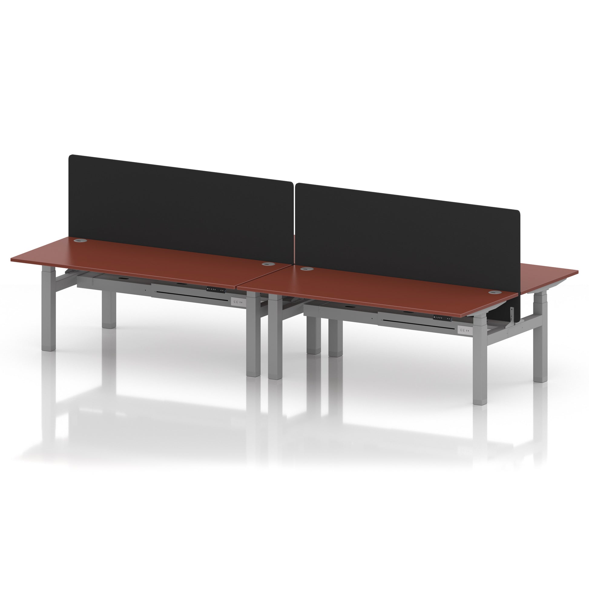 Air Back-to-Back Height Adjustable Bench Desk - 4 Person with Black Straight Screen