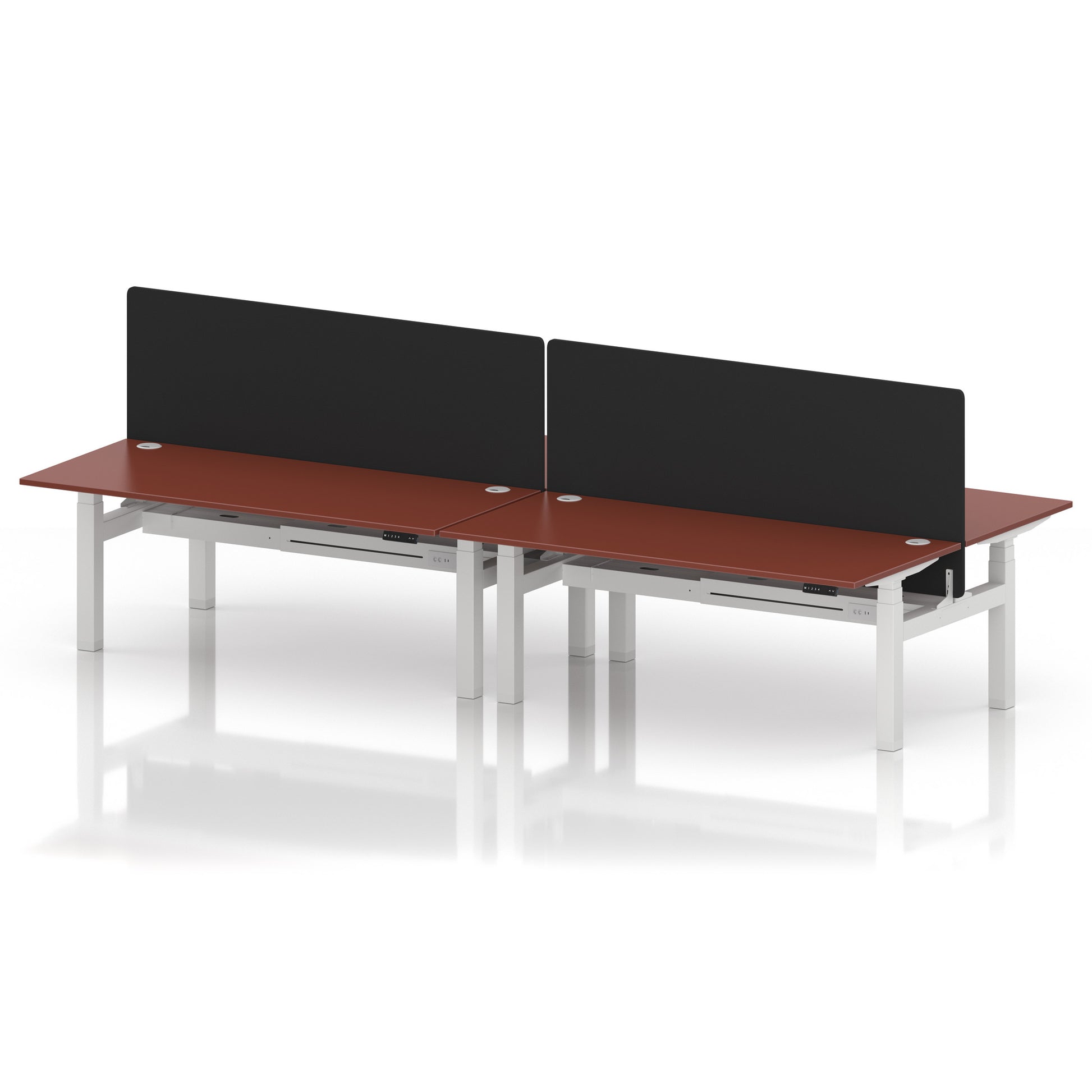 Air Back-to-Back Height Adjustable Bench Desk - 4 Person with Black Straight Screen