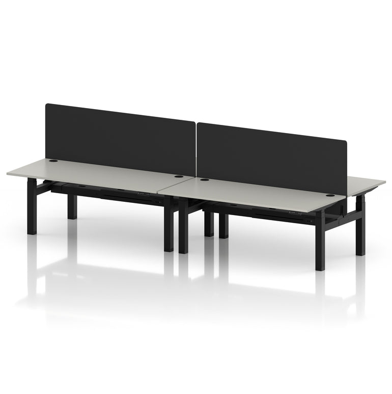Air Back-to-Back Height Adjustable Bench Desk - 4 Person with Black Straight Screen