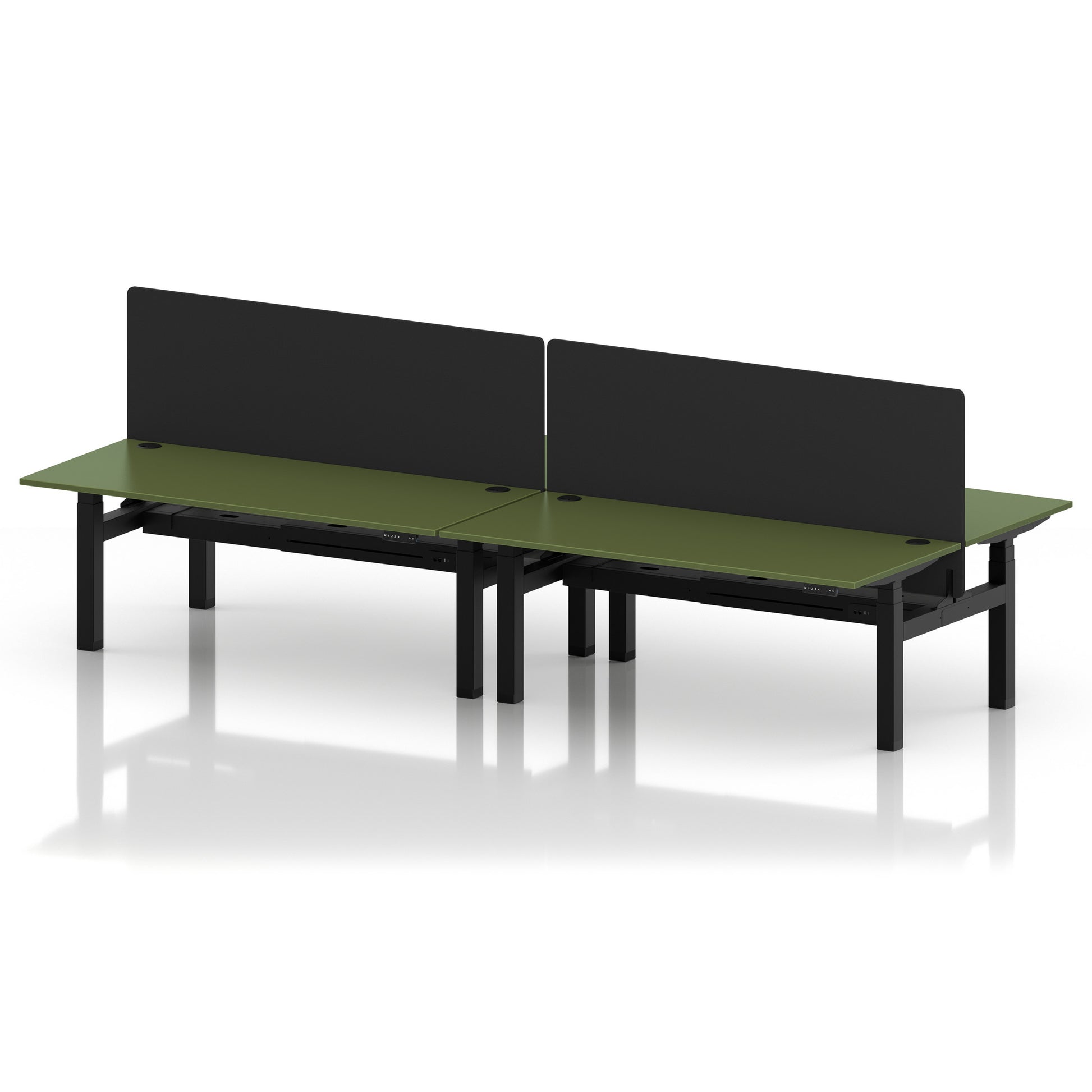 Air Back-to-Back Height Adjustable Bench Desk - 4 Person with Black Straight Screen