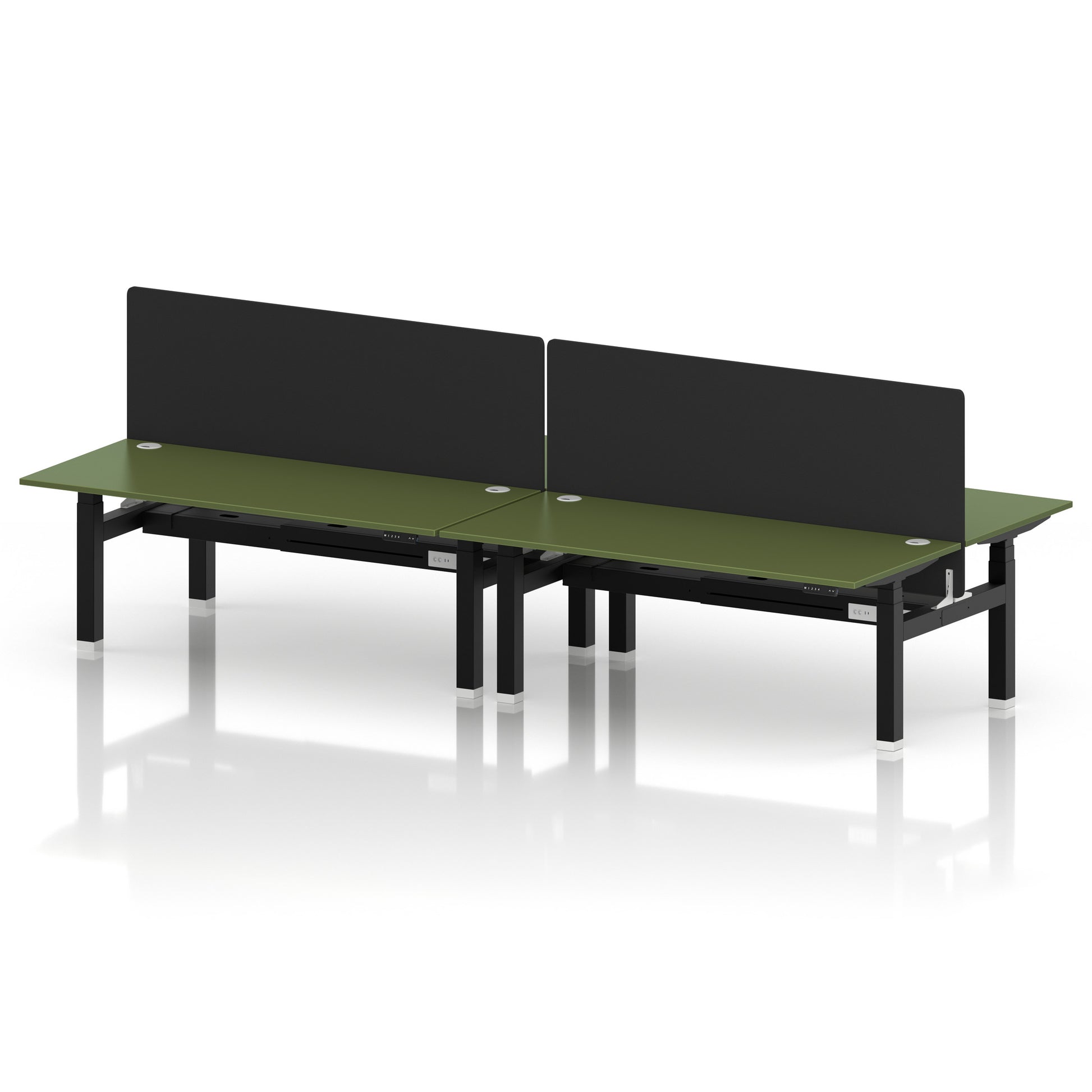Air Back-to-Back Height Adjustable Bench Desk - 4 Person with Black Straight Screen