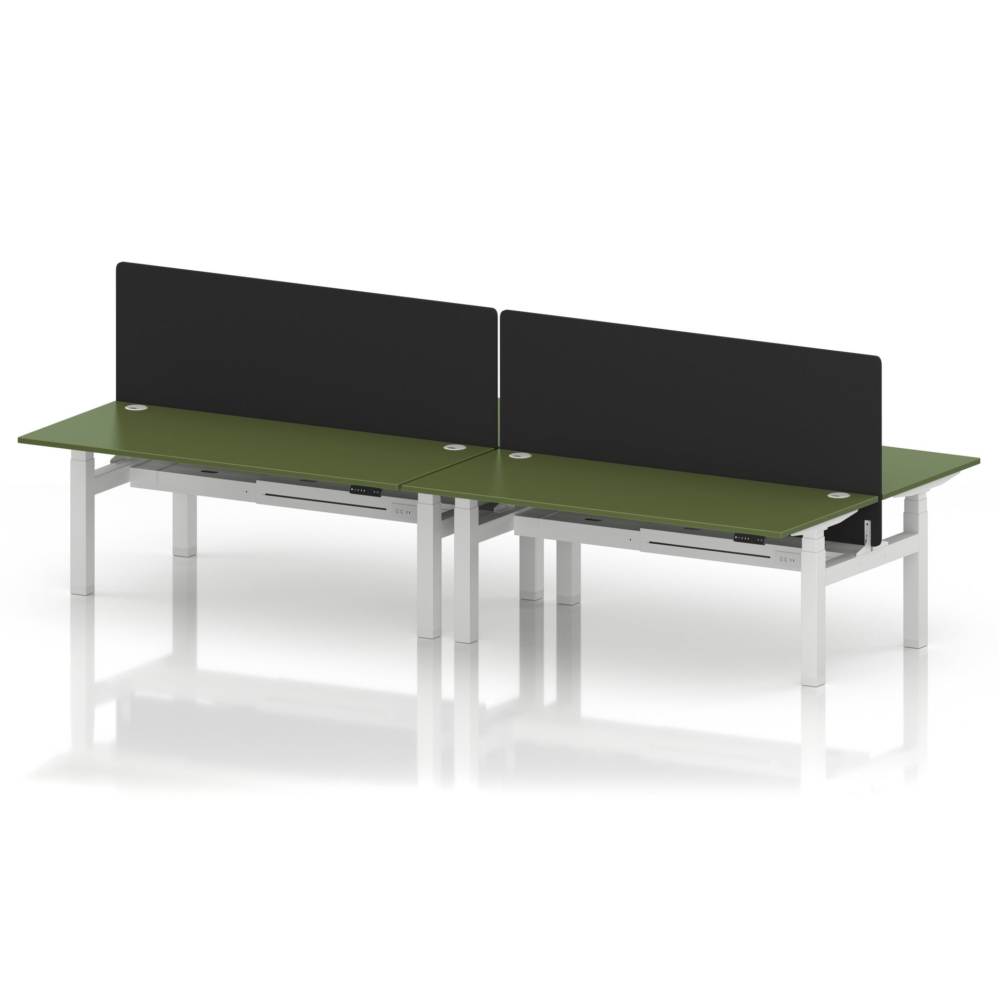 Air Back-to-Back Height Adjustable Bench Desk - 4 Person with Black Straight Screen