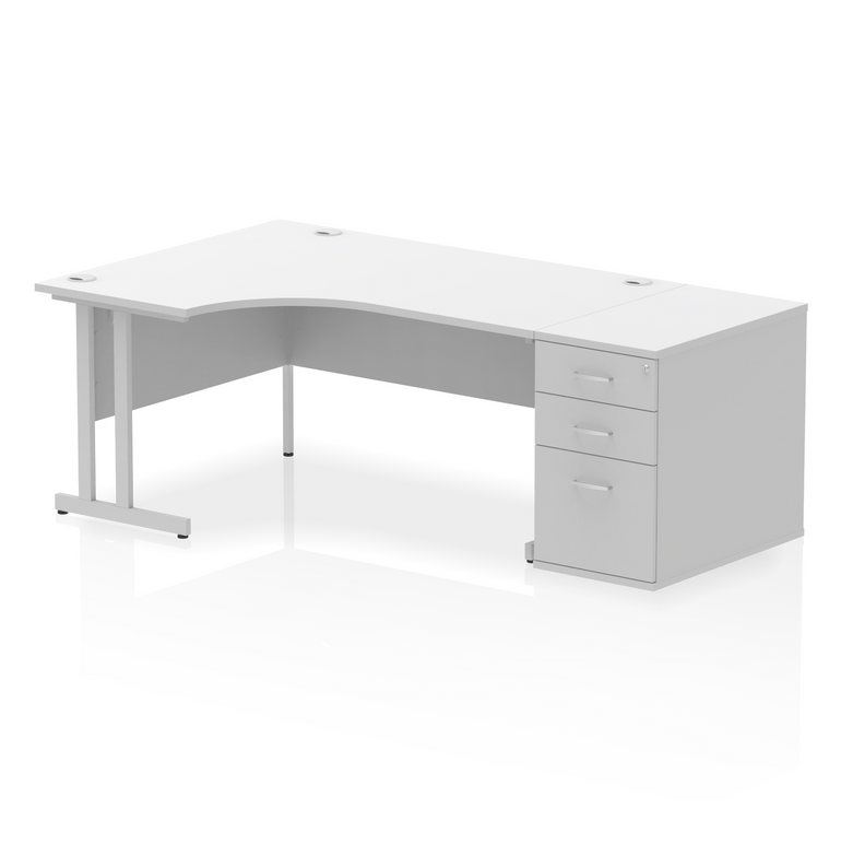 Impulse 1600mm Cantilever Left Crescent Desk Workstation