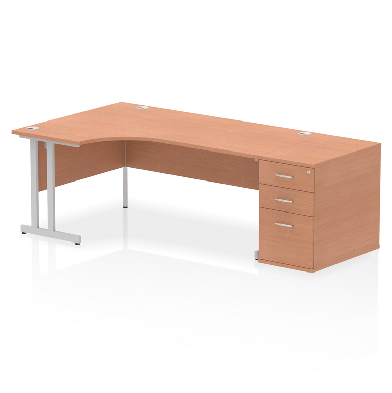 Impulse 1800mm Cantilever Left Crescent Desk Workstation