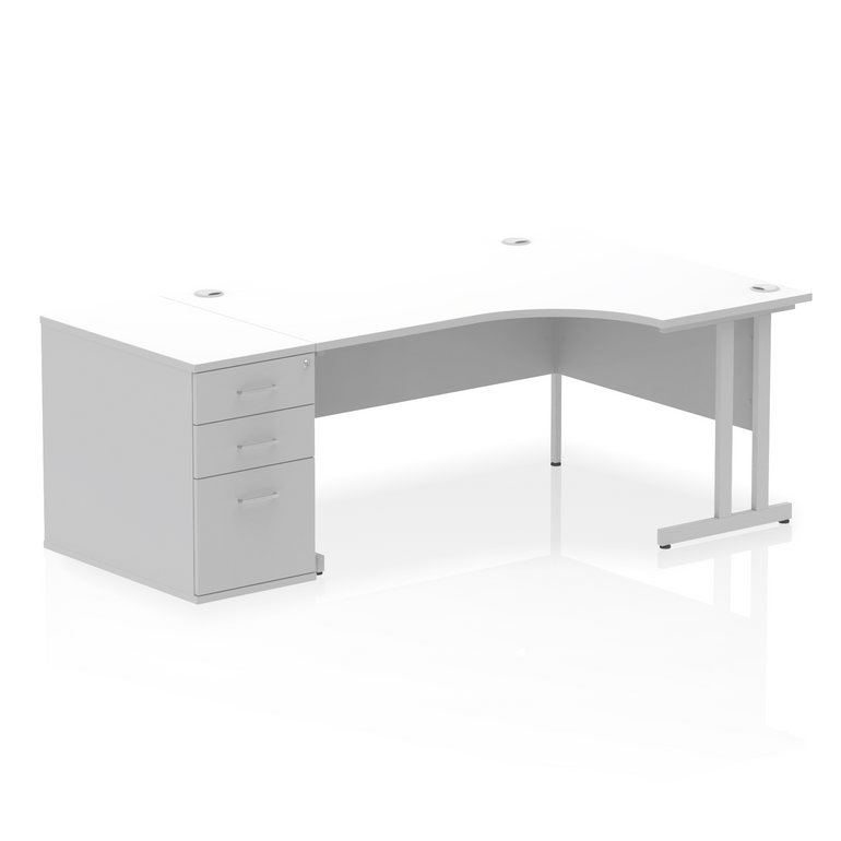 Impulse 1600mm Cantilever Right Crescent Desk Workstation