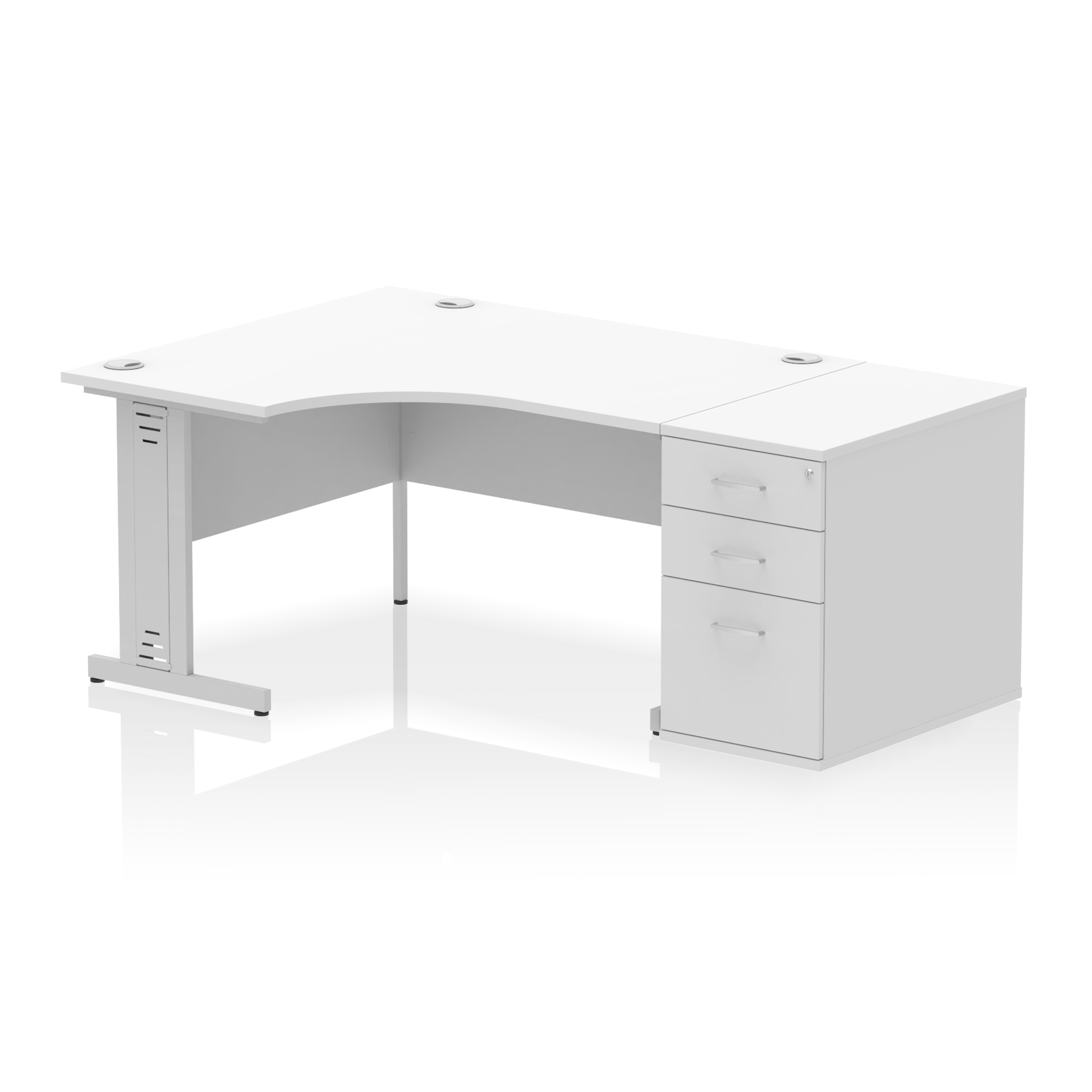 Impulse 1400mm Cable Managed Left Crescent Desk Workstation