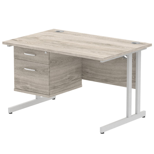 EE - Impulse 1200mm Cantilever Straight Desk With Single Fixed Pedestal