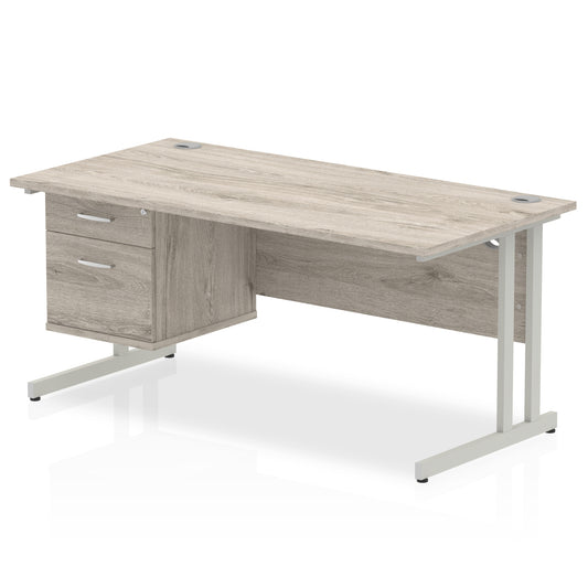 EE - Impulse 1600mm Cantilever Straight Desk With Single Fixed Pedestal