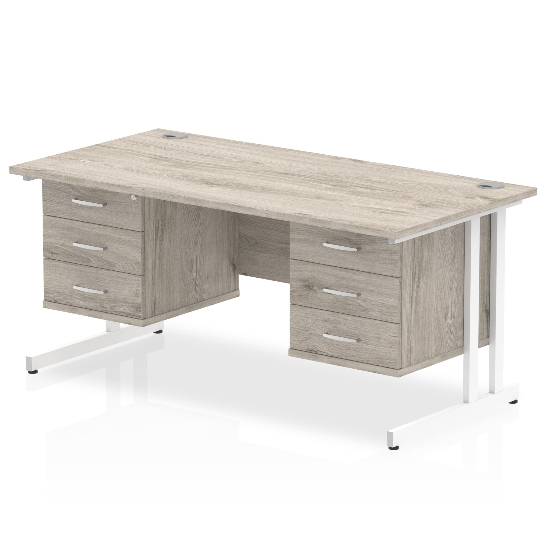 Impulse 1600mm Cantilever Straight Desk With Two Fixed Pedestal