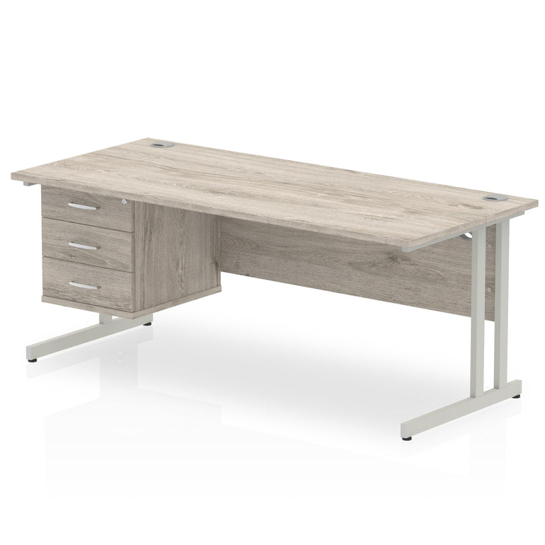 Impulse 1800mm Cantilever Straight Desk With Single Fixed Pedestal