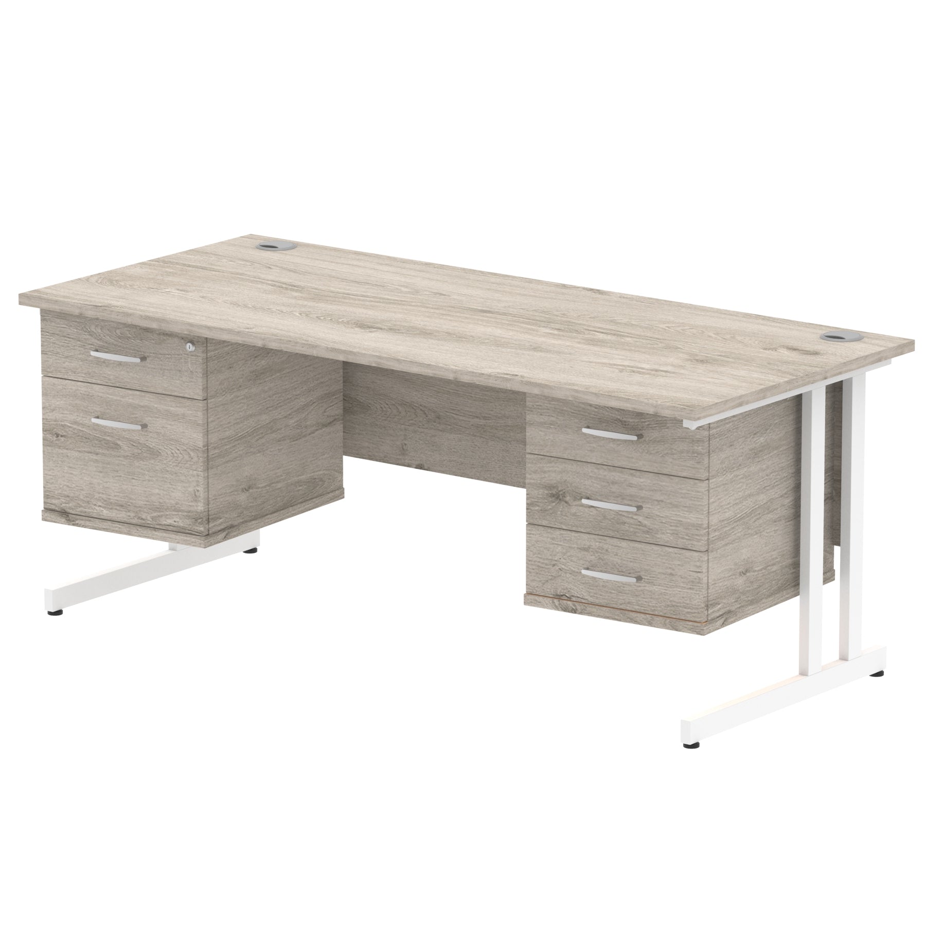 Impulse 1800mm Cantilever Straight Desk With Two Fixed Pedestal