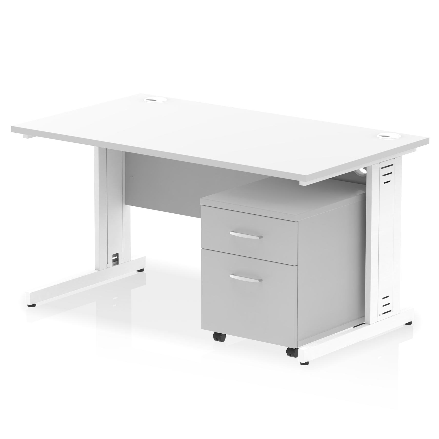 Impulse 1400mm Cable Managed Straight Desk With Mobile Pedestal