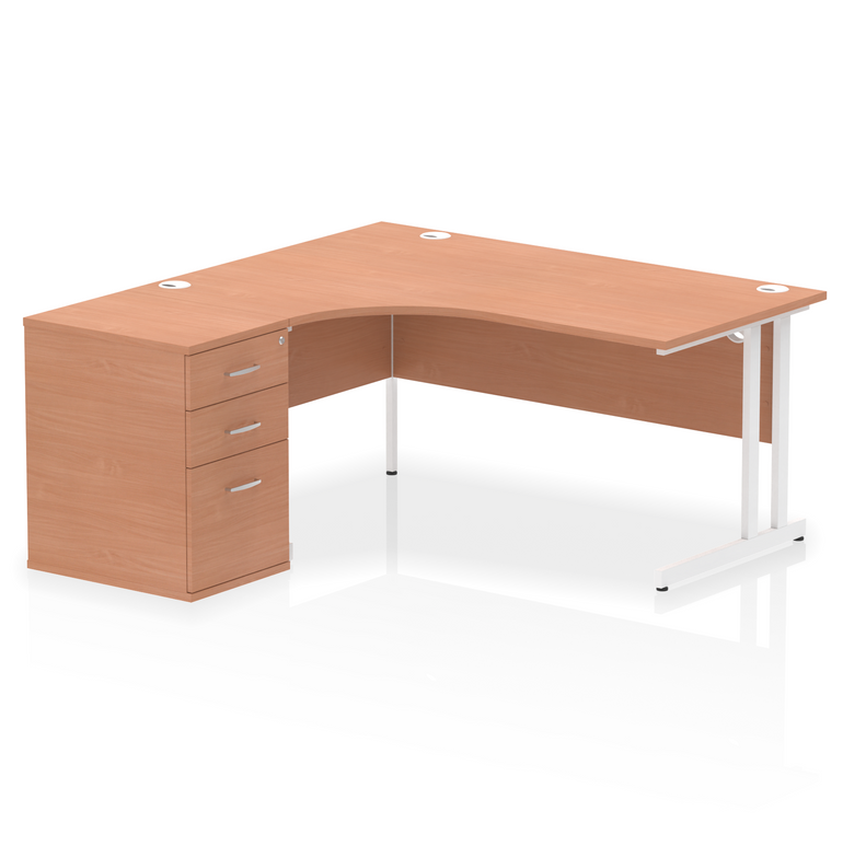 Impulse 1600mm Cantilever Left Crescent Desk Workstation