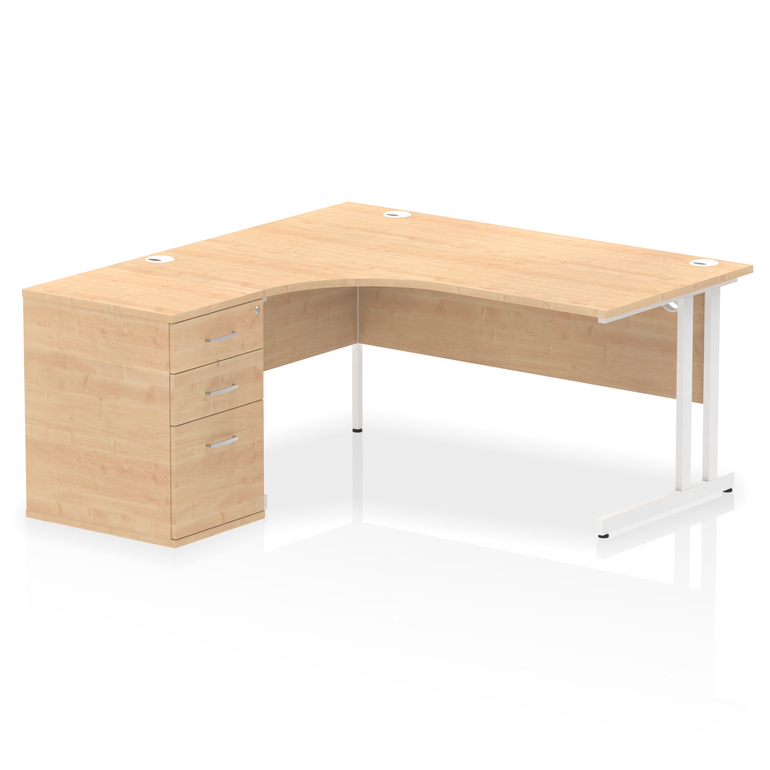 Impulse 1600mm Cantilever Left Crescent Desk Workstation