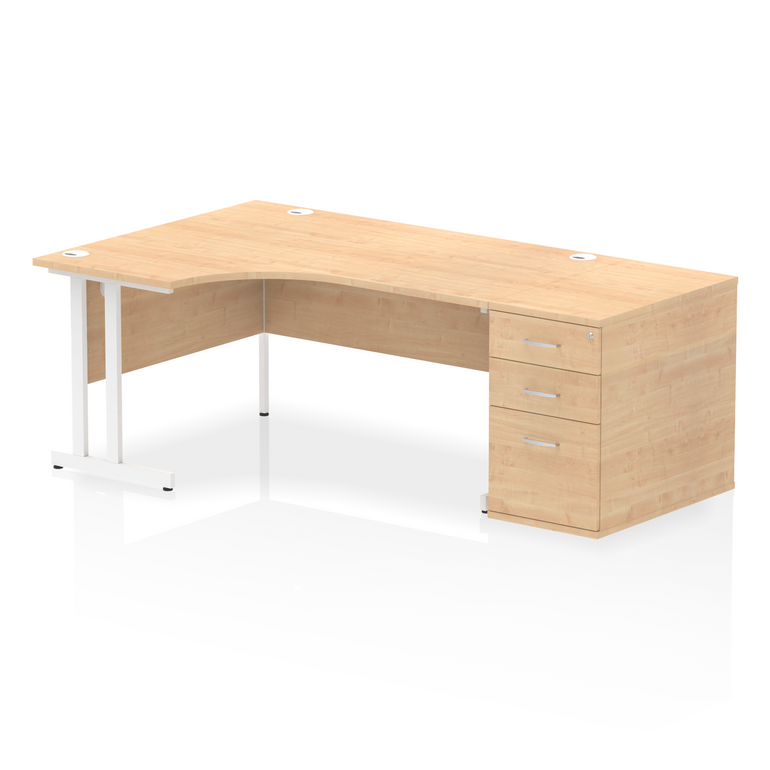 Impulse 1600mm Cantilever Left Crescent Desk Workstation