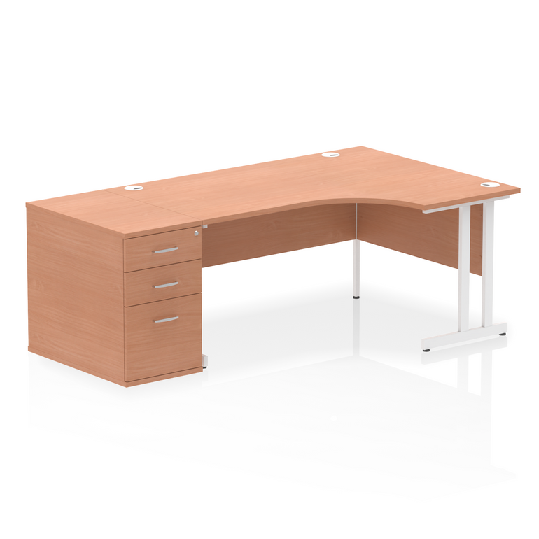 Impulse 1600mm Cantilever Right Crescent Desk Workstation