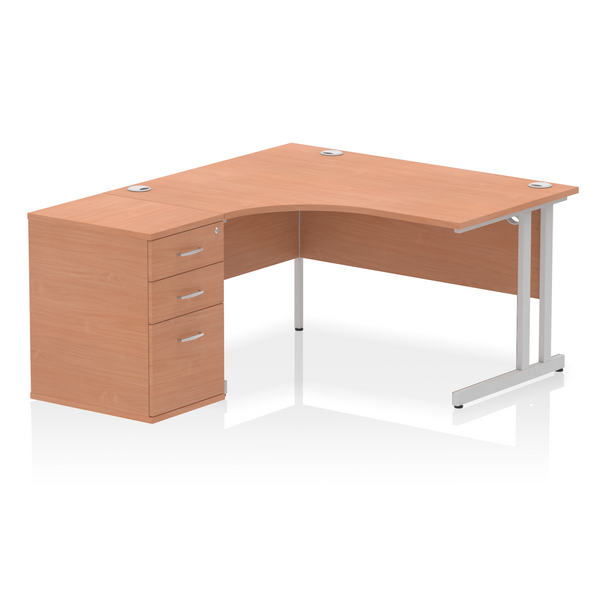 Impulse 1400mm Cantilever Left Crescent Desk Workstation