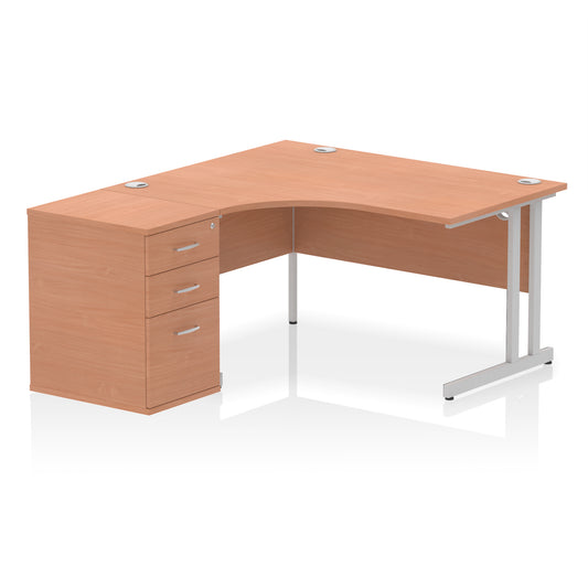 EE - Impulse 1400mm Cantilever Left Crescent Desk Workstation