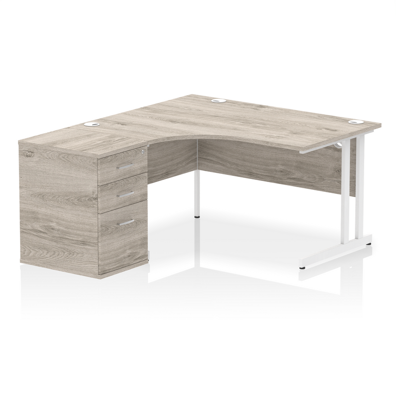 Impulse 1400mm Cantilever Left Crescent Desk Workstation