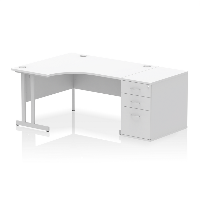 Impulse 1400mm Cantilever Left Crescent Desk Workstation