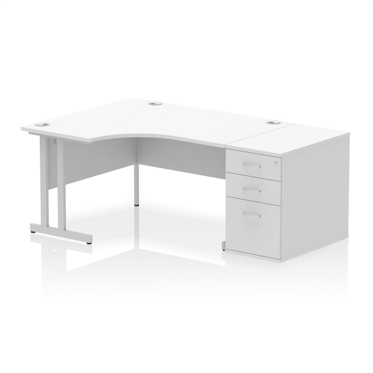 Impulse 1400mm Cantilever Left Crescent Desk Workstation