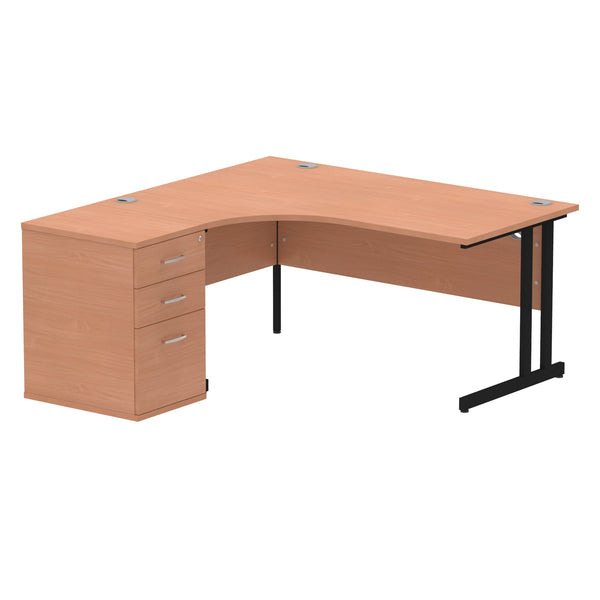 OE - Impulse 1600mm Cantilever Left Crescent Desk Workstation