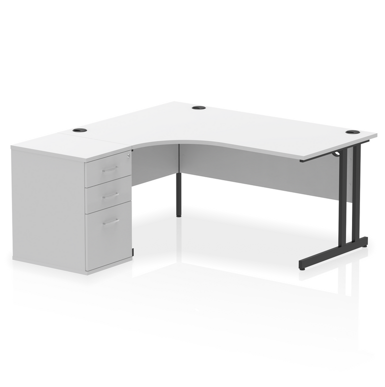 Impulse 1600mm Cantilever Left Crescent Desk Workstation