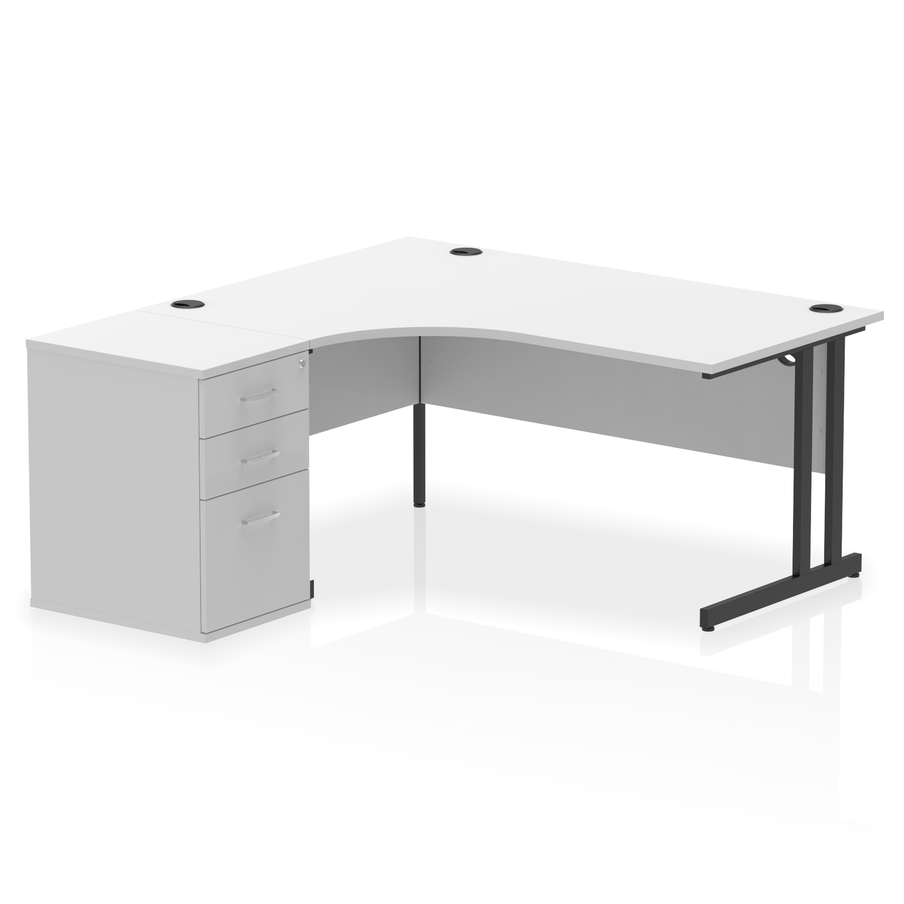 Impulse 1600mm Cantilever Left Crescent Desk Workstation