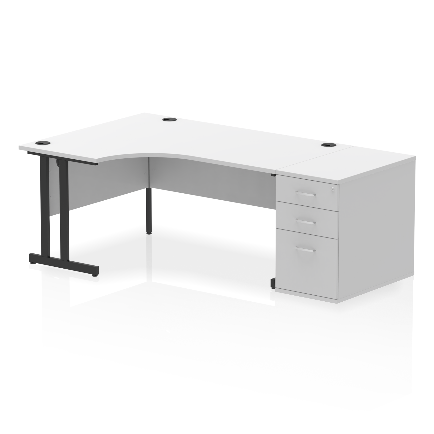 Impulse 1600mm Cantilever Left Crescent Desk Workstation