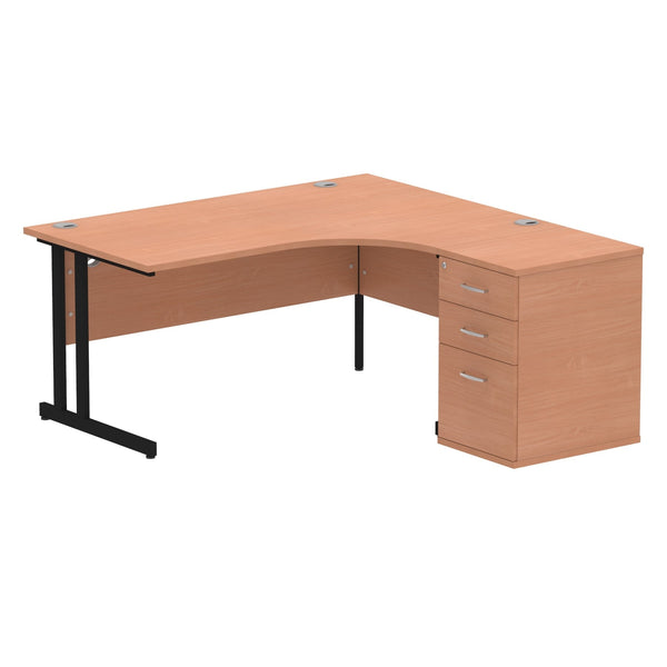 OE - Impulse 1600mm Cantilever Right Crescent Desk Workstation