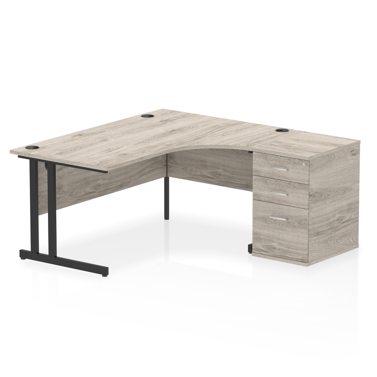 Impulse 1600mm Cantilever Right Crescent Desk Workstation