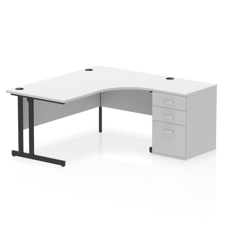 Impulse 1600mm Cantilever Right Crescent Desk Workstation